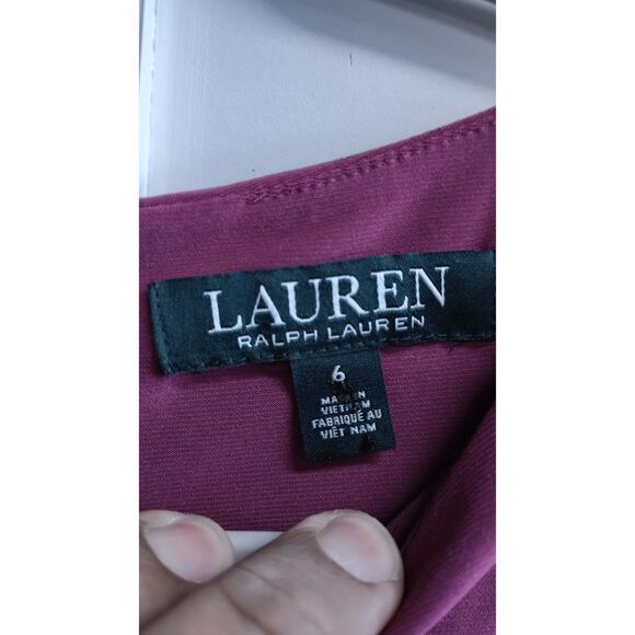 NWT Lauren Ralph Lauren Women's Fuchsia Twisted Knot Sleeved Dress Size 6 - Picture 7 of 9